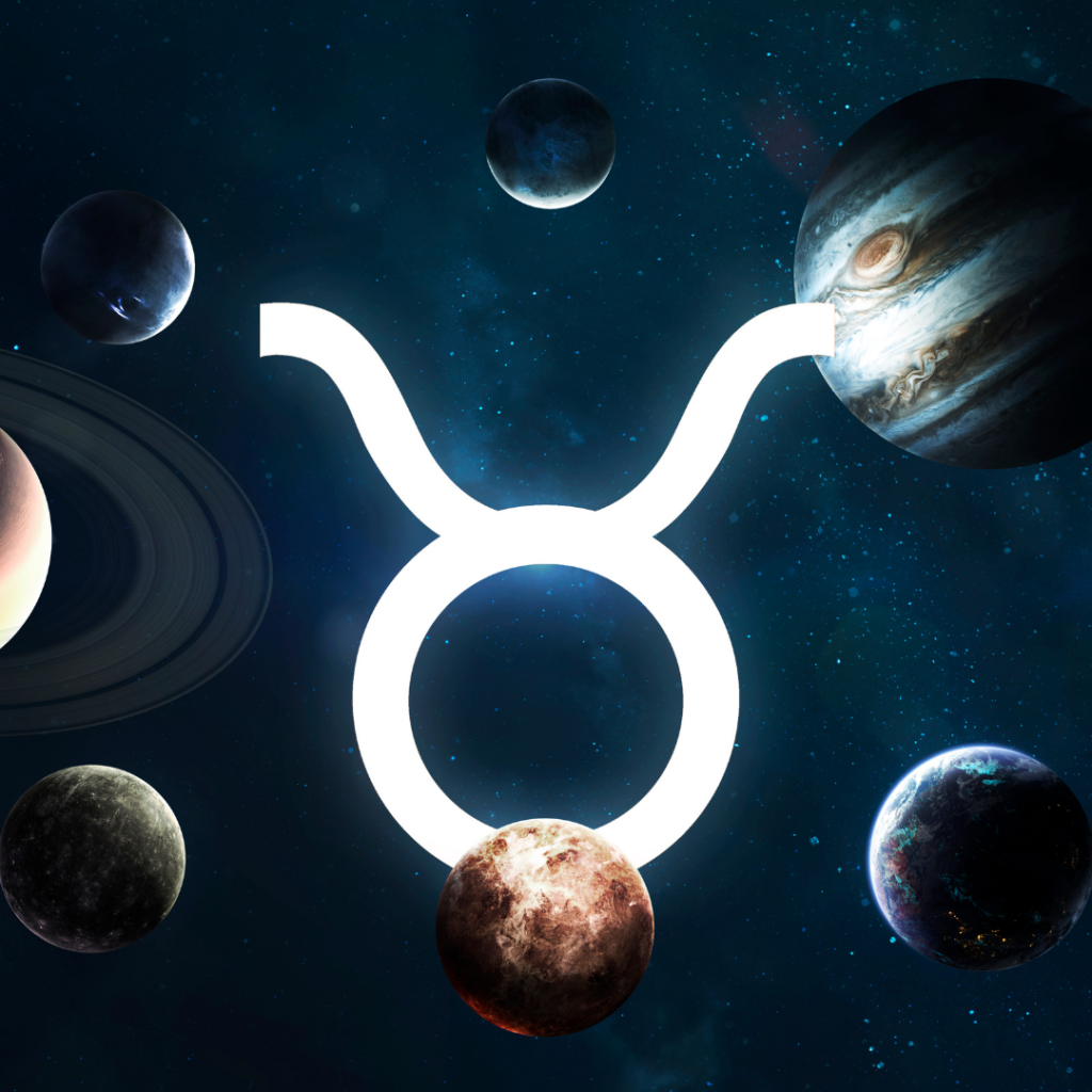 the taurus glyph surrounded by planets